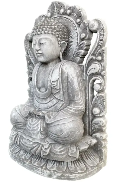 Product image 5 of the product “Bodhi - Buddh, seated in front of relief, 52 cm H | cast stone ”